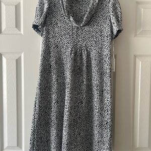 Calvin Klein Black and White Midi Dress